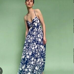 Zara Blue and White Floral Maxi Dress